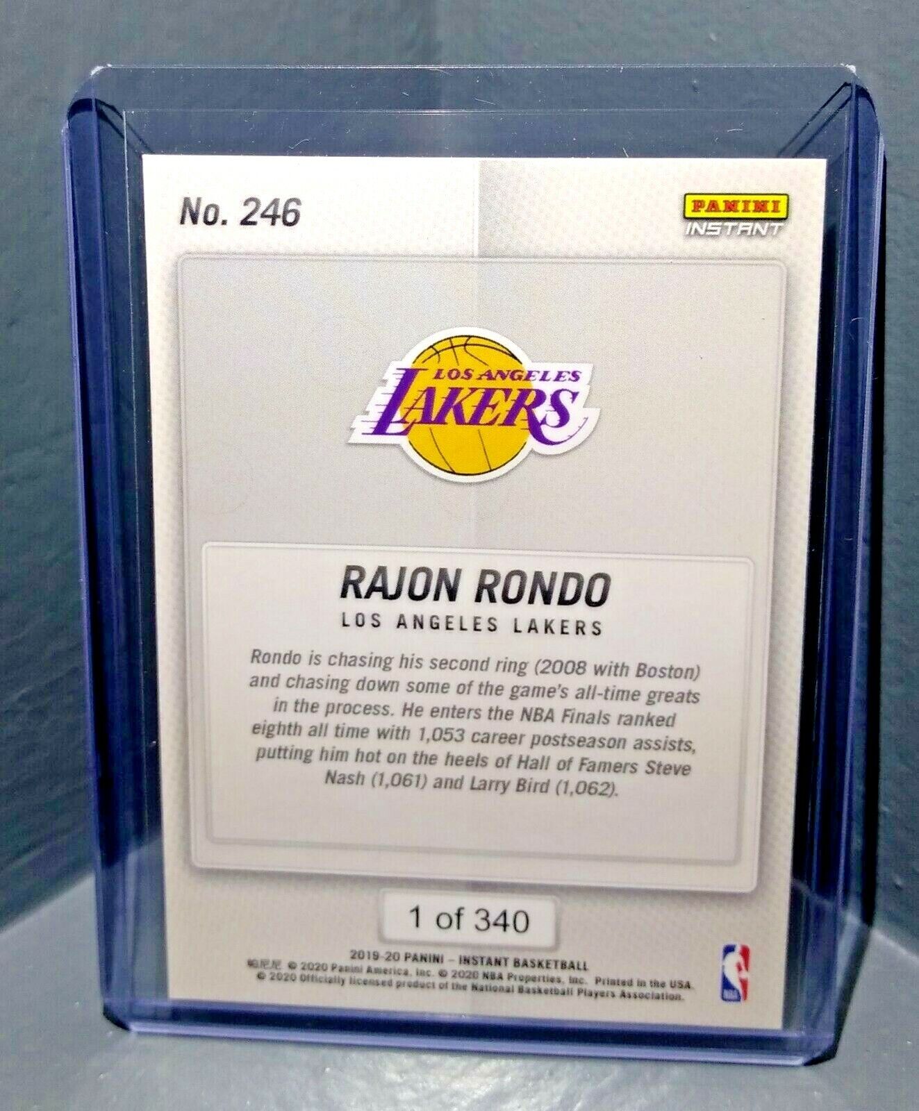 Rajon Rondo 2019-2020 Panini NBA Instant Lakers #246 Basketball Card 1 of 340