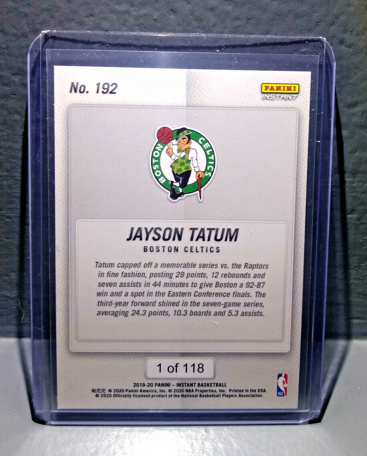 Jayson Tatum 2019-2020 Panini NBA Instant Playoffs #192 Basketball Card 1 of 118