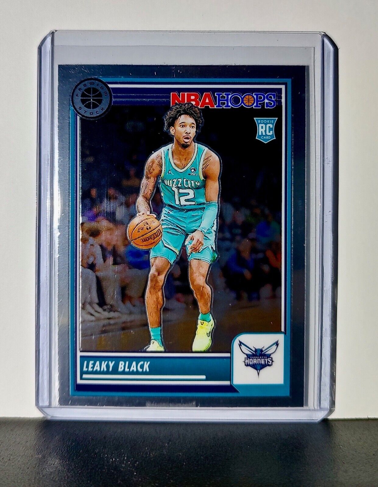 Leaky Black 2023-24 Panini Premium Stock NBA Hoops #248 Rookie Card Hornets