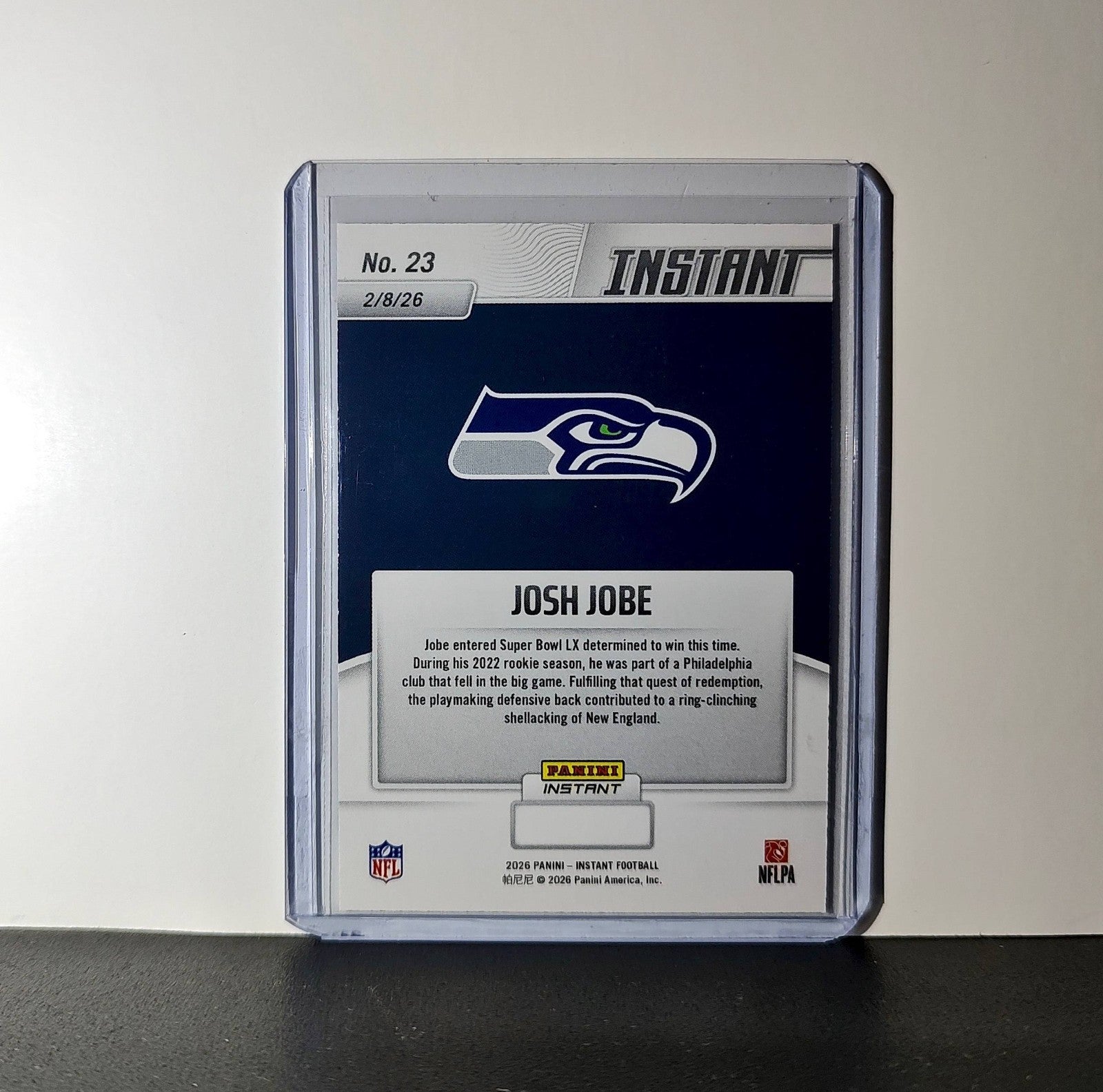 Josh Jobe 2026 Panini NFL Super Bowl LIX Champions #23 Card Seattle Seahawks