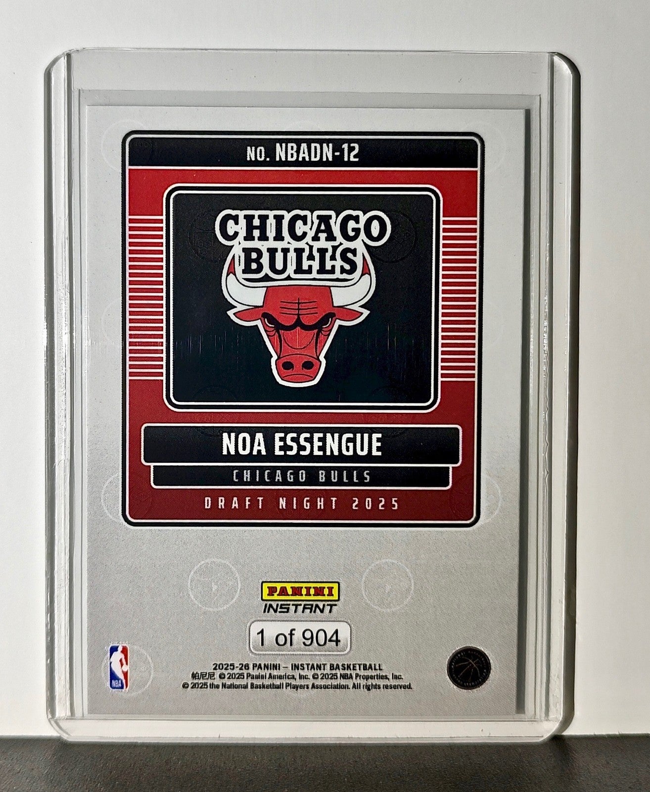 Noa Essengue Rookie 2025-26 Panini NBA #12 Draft Night Card Chicago Bulls