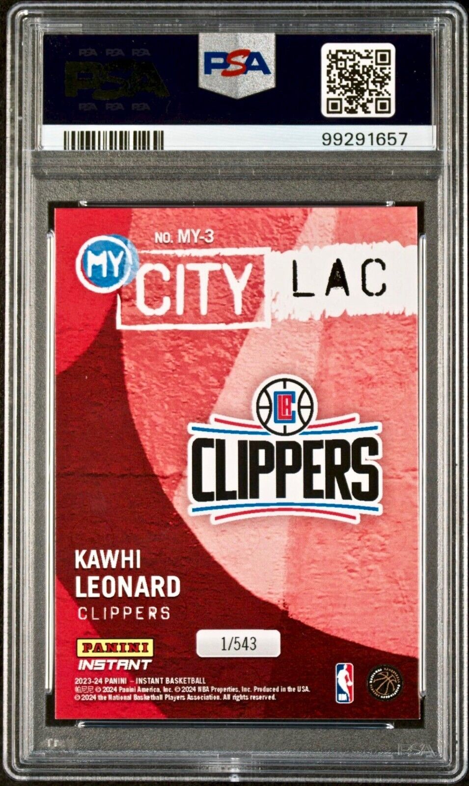 Kawhi Leonard 2023 Panini MyCity NBA #MY-3 Basketball Card PSA 10 Gem Mint