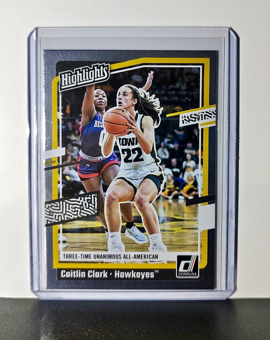 Caitlin Clark 2024 Silver Foil Panini Donruss Highlights #H12 Card Iowa Hawkeyes