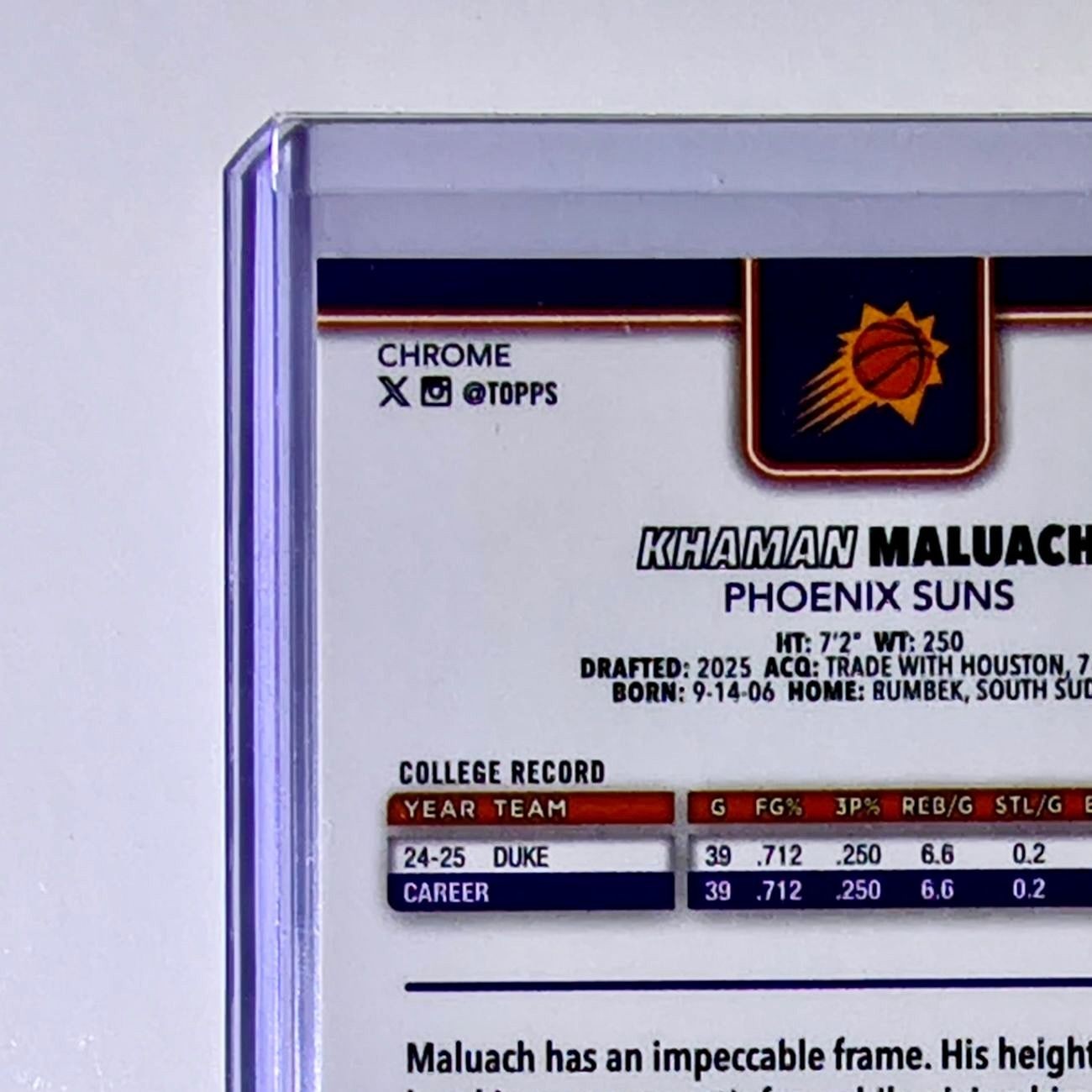 Khaman Maluach Rookie 2025-26 NBA Topps Chrome Update RayWave Refractor #160