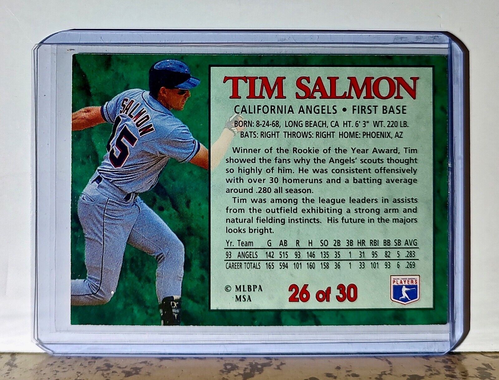 Tim Salmon 1994 Post Collection Rookie Star MLB #26 Card California Angels