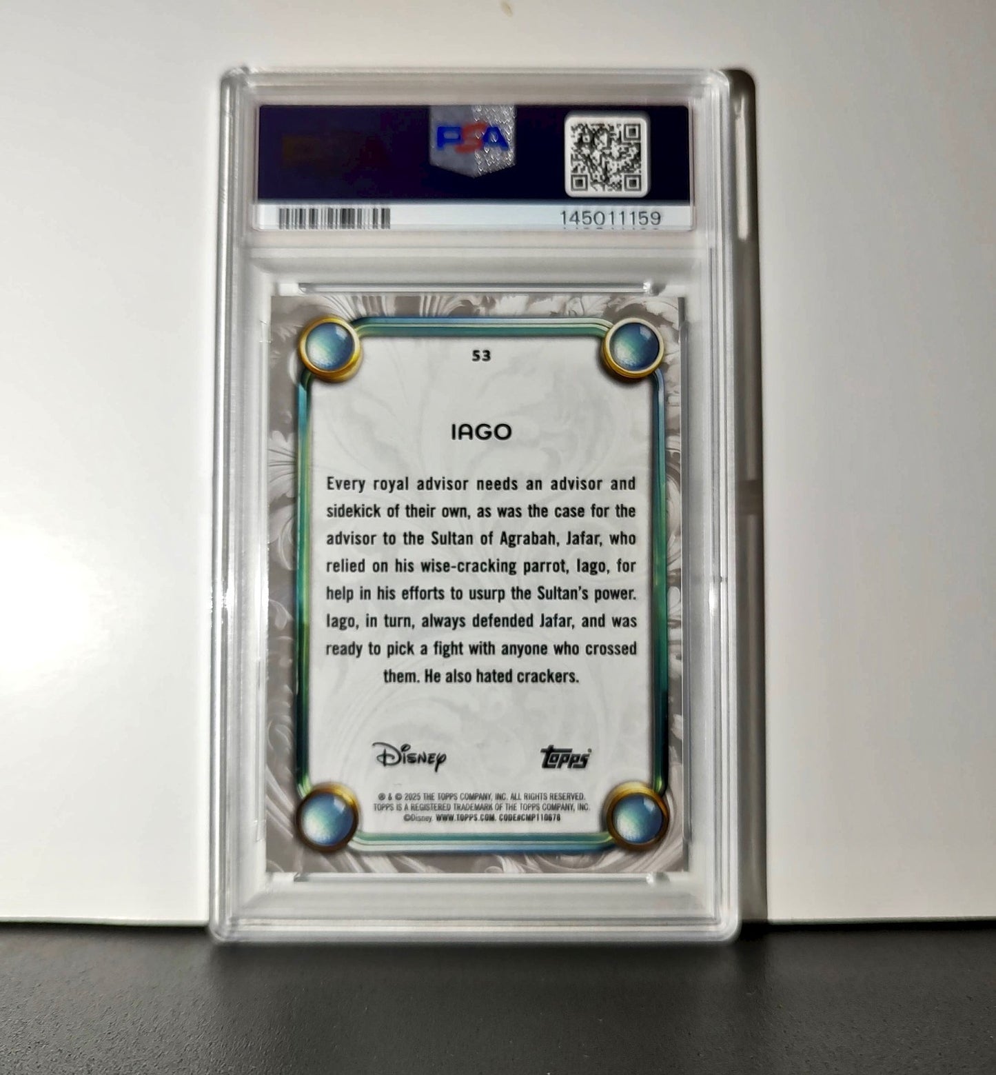 Iago 2025 Topps Disney Wonder #53 Winter Variant Card Aladdin PSA 8