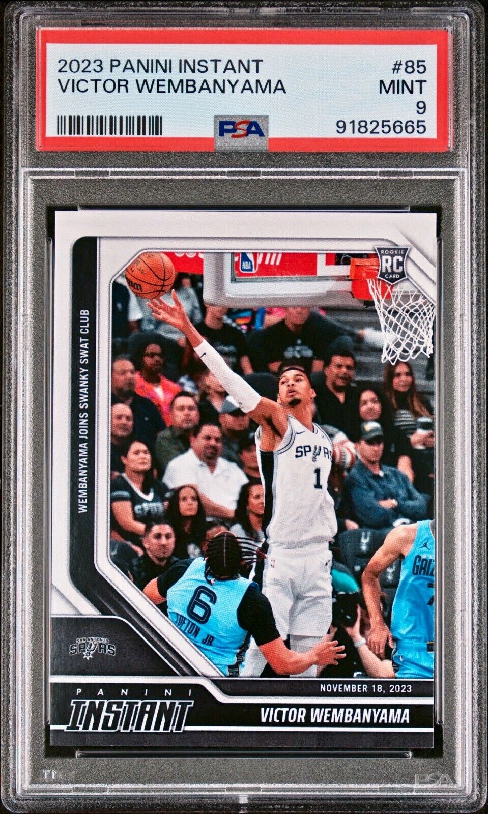 Victor Wembanyama 2023-24 Panini #85 NBA Rookie Card Spurs 1 of 6841 PSA 9 Mint