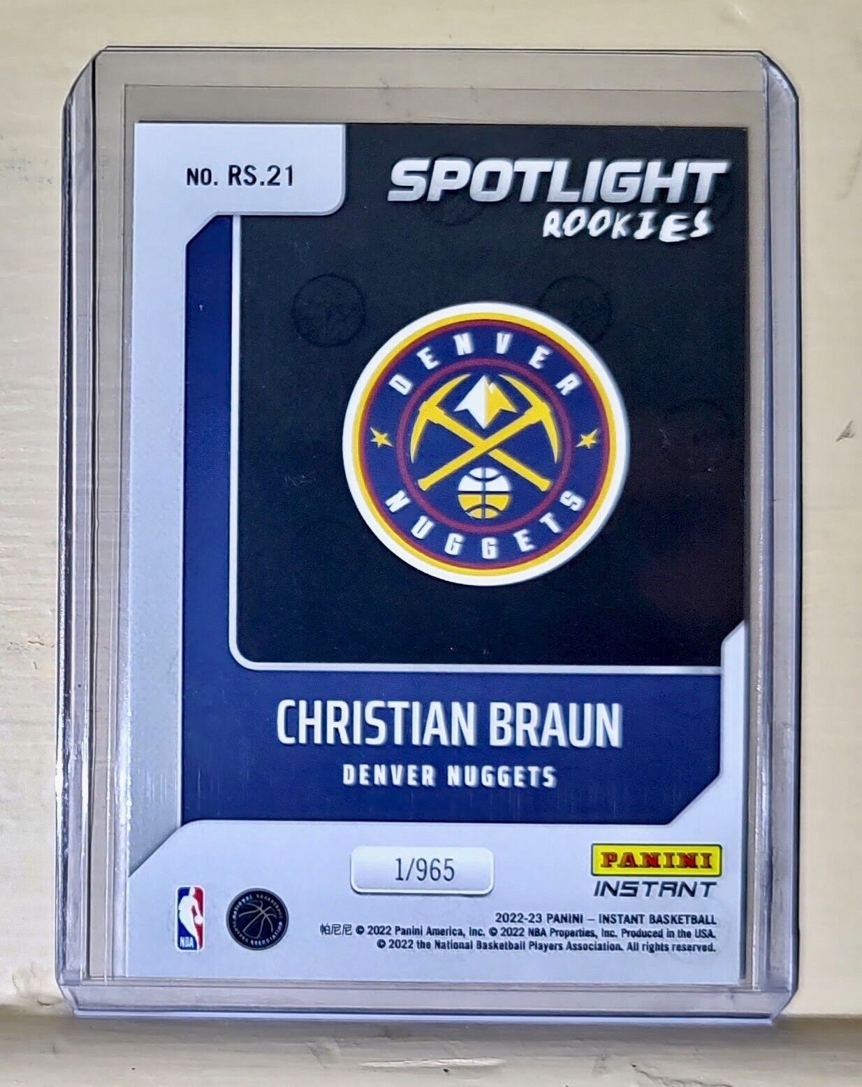 Christian Braun 2022-23 Panini NBA #21 Spotlight Rookies Card 1/965