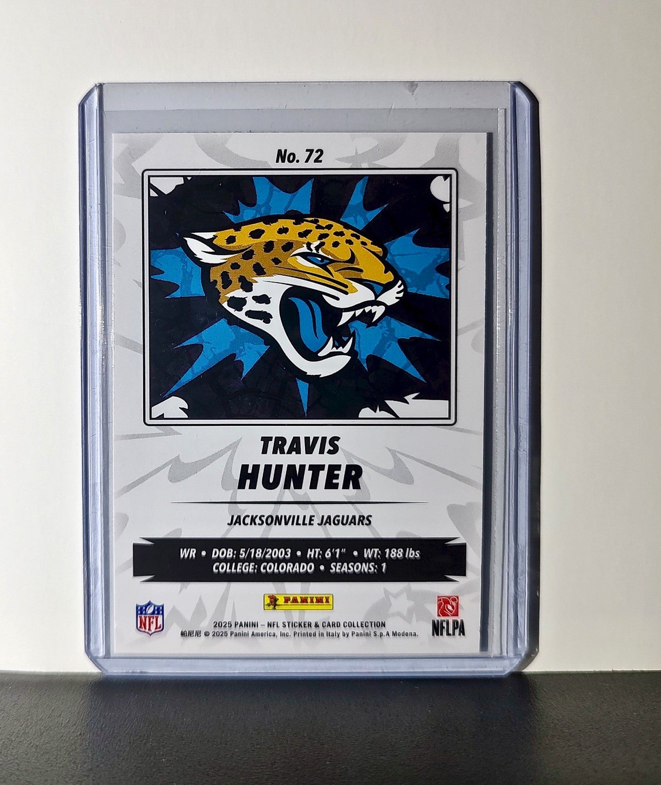 Travis Hunter Rookie 2025 Panini NFL #72 Sticker Card Jacksonville Jaguars