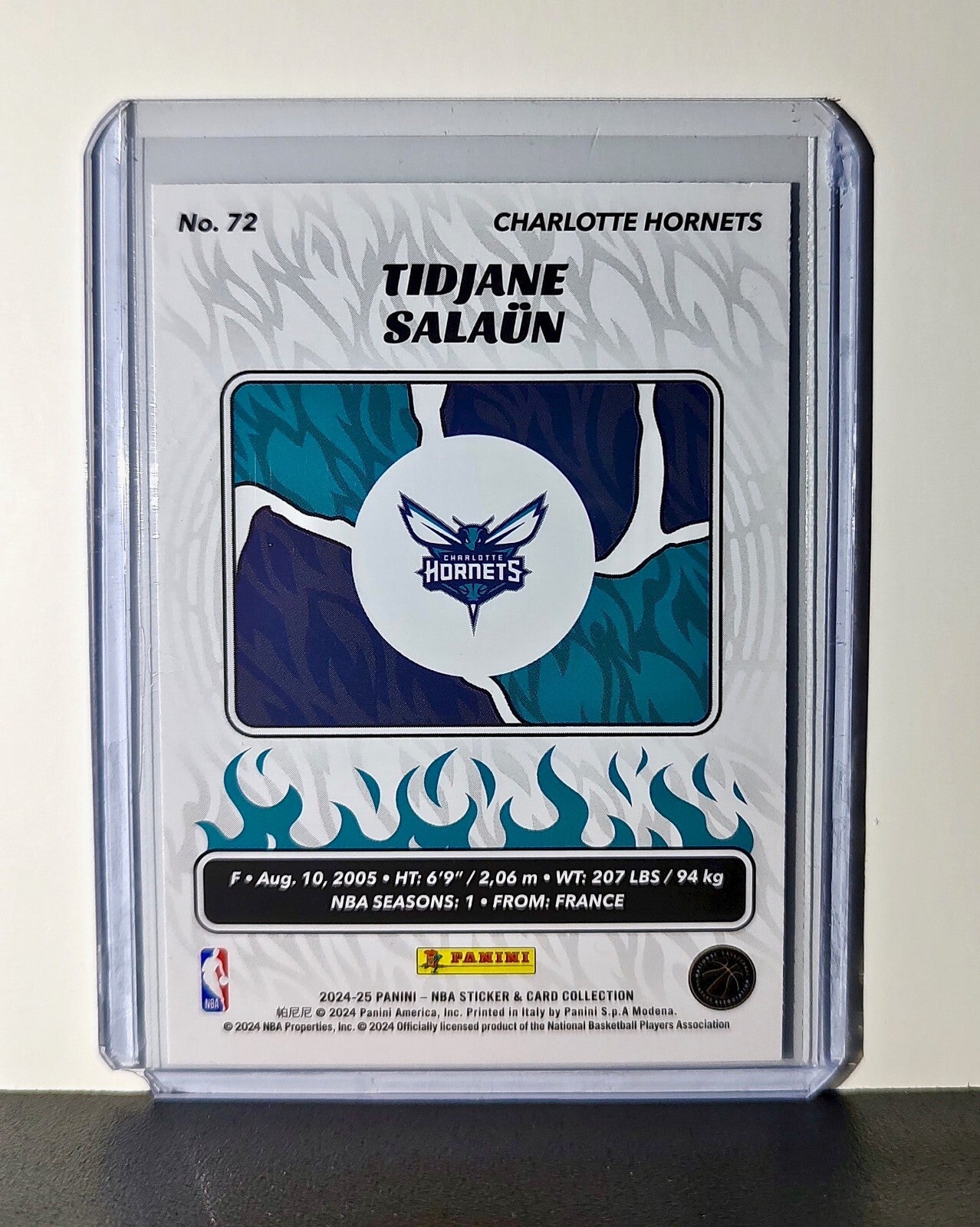 Tidjane Salaun Rookie 2024-25 Panini NBA #72 Foil Sticker Card Charlotte Hornets