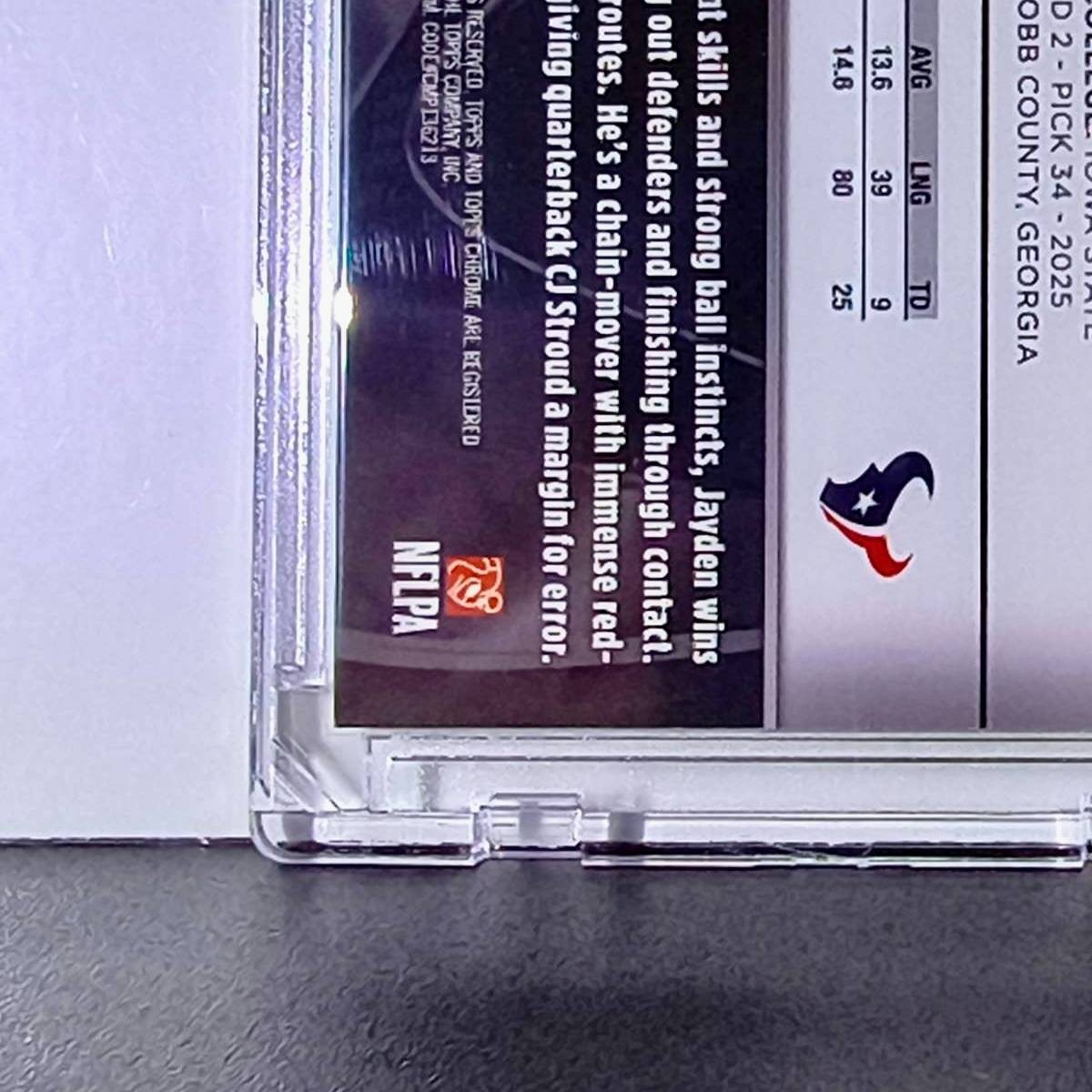 Jayden Higgins Rookie 2025 NFL Topps Chrome Black #118 Purple Refractor 23/75