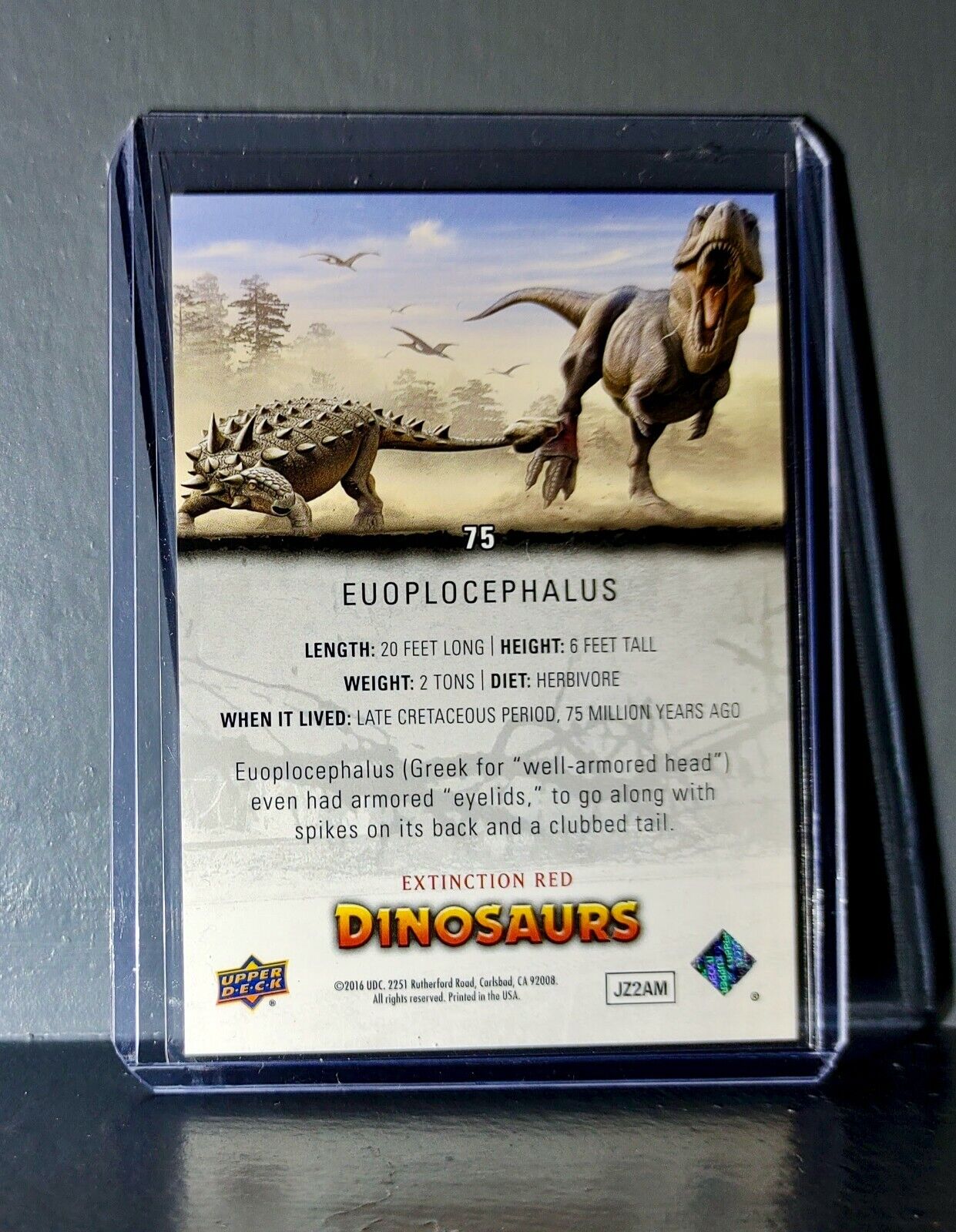 2015 Upper Deck Dinosaurs Euoplocephalus Extinction Red Parallel #75 Card