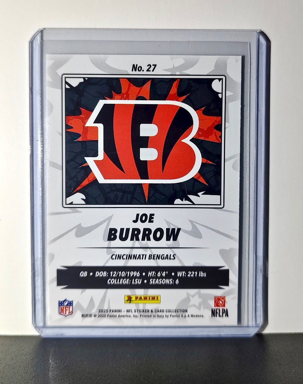 Joe Burrow 2025 Panini NFL #27 Foil Sticker Card Cincinnati Bengals