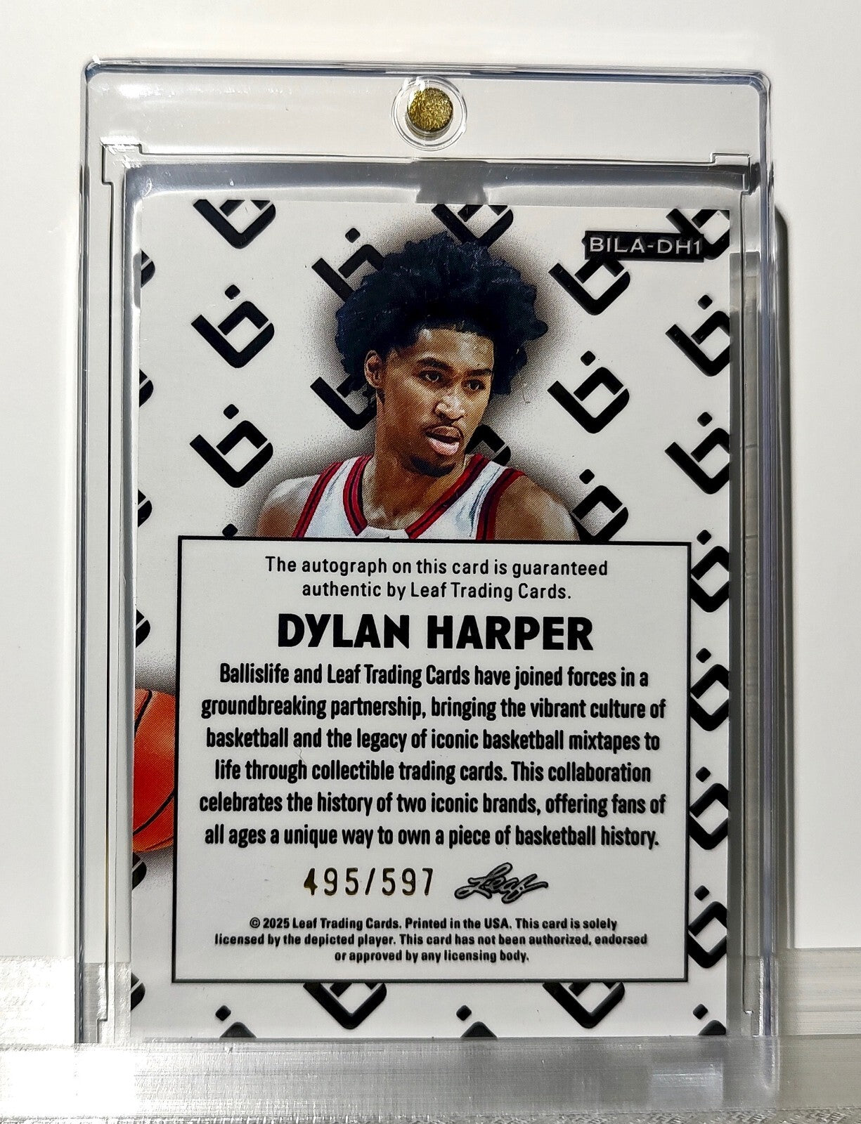 Dylan Harper Autograph 2025 Leaf #BILA-DH1 Signed Basketball Card 495/597
