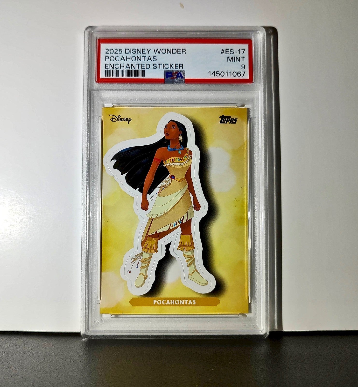 Pocahontas 2025 Topps Disney #ES-17 Enchanted Sticker Card Pocahontas PSA 9