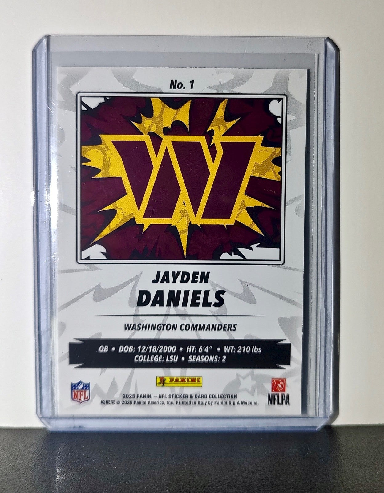Jayden Daniels 2025 Panini NFL #1 Foil Sticker Card Washington Commanders