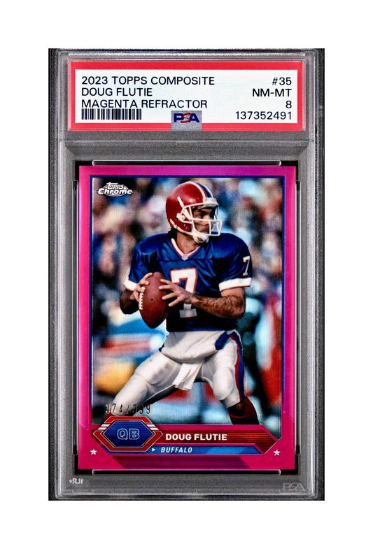 Doug Flutie 2023 Topps Chrome #35 Magenta Refractor 374/399 PSA 8 NM-MT