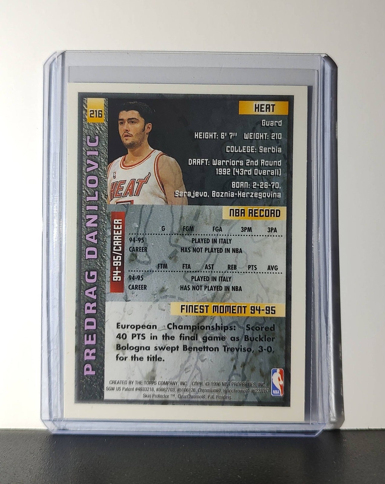 Predrag Danilovic 1995-96 Topps Finest NBA #216 Error Card