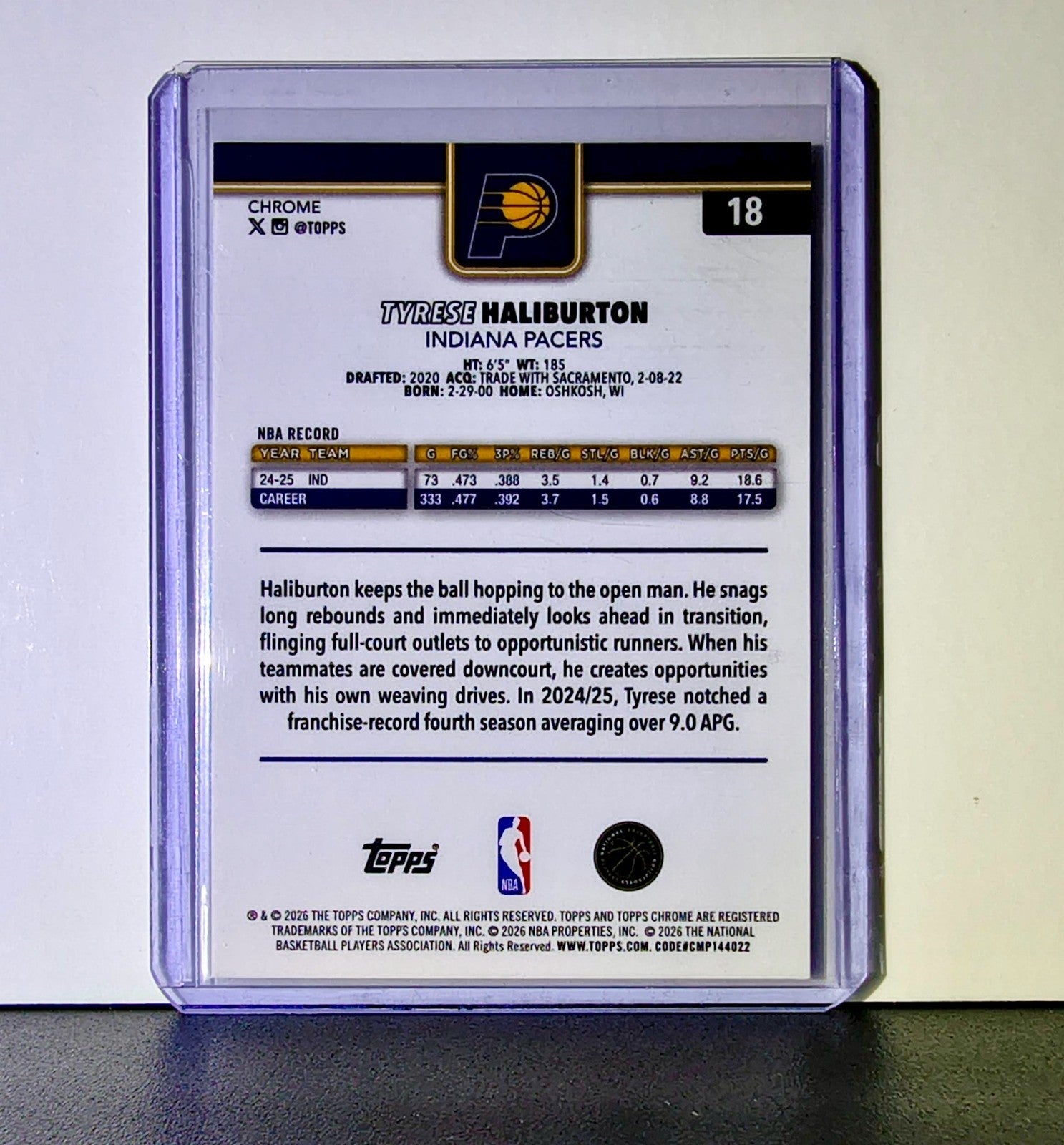 Tyrese Haliburton 2025-26 NBA Topps Chrome Update X-Fractor #18 Card Pacers