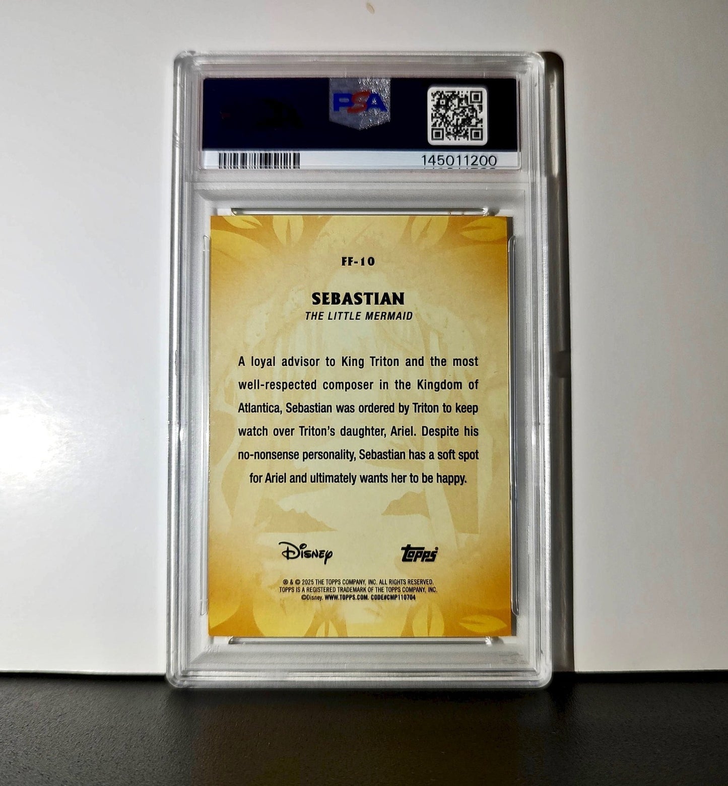 Sebastian 2025 Topps Disney #FF-10 Furry Friends Card The Little Mermaid PSA 8