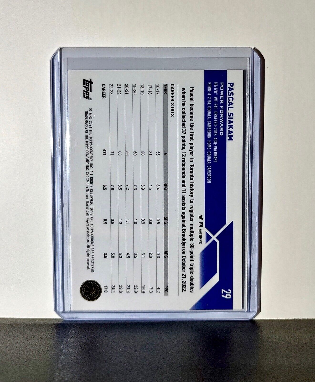 Pascal Siakam 2023-24 Topps Chrome NBA #29 Card Indiana Pacers