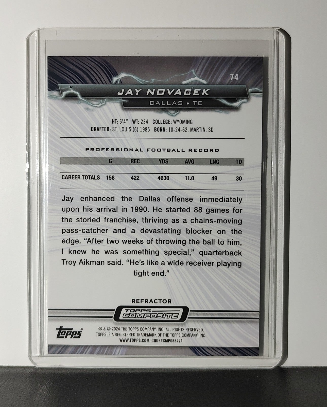 Jay Novacek 2023 Topps Resurgence NFL #74 Refractor Card Dallas Cowboys