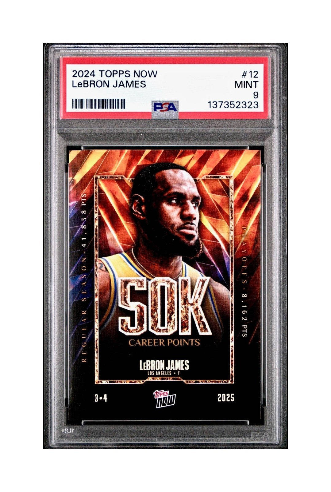 Lebron James 2024 Topps Now 50k Career Points #12 Card PSA 9 Mint