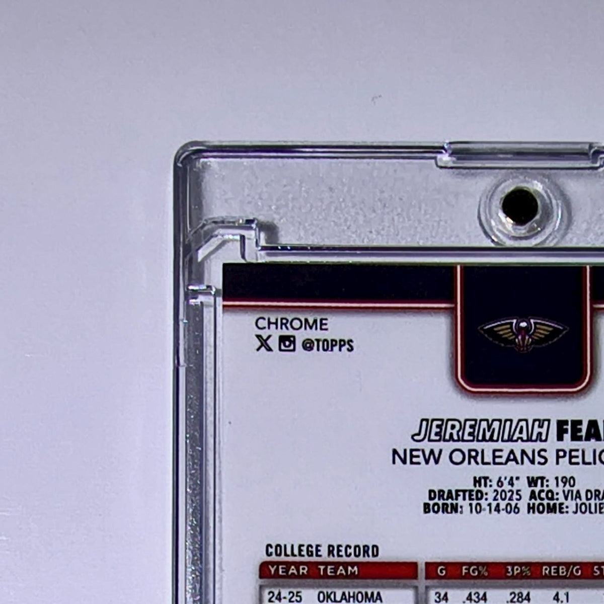 Jeremiah Fears Rookie 2025 NBA Topps Chrome Update #157 Refractor Card Pelicans