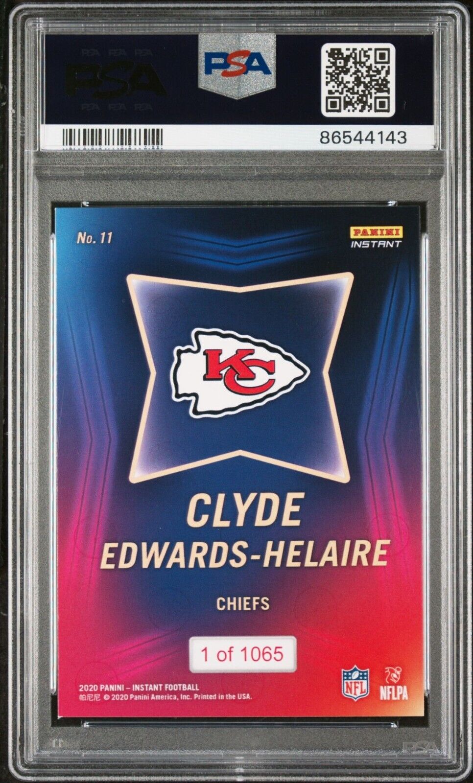 Clyde Edwards-Helaire 2020 Panini Draft Rookie Card 1 of 1065 PSA 9 Mint