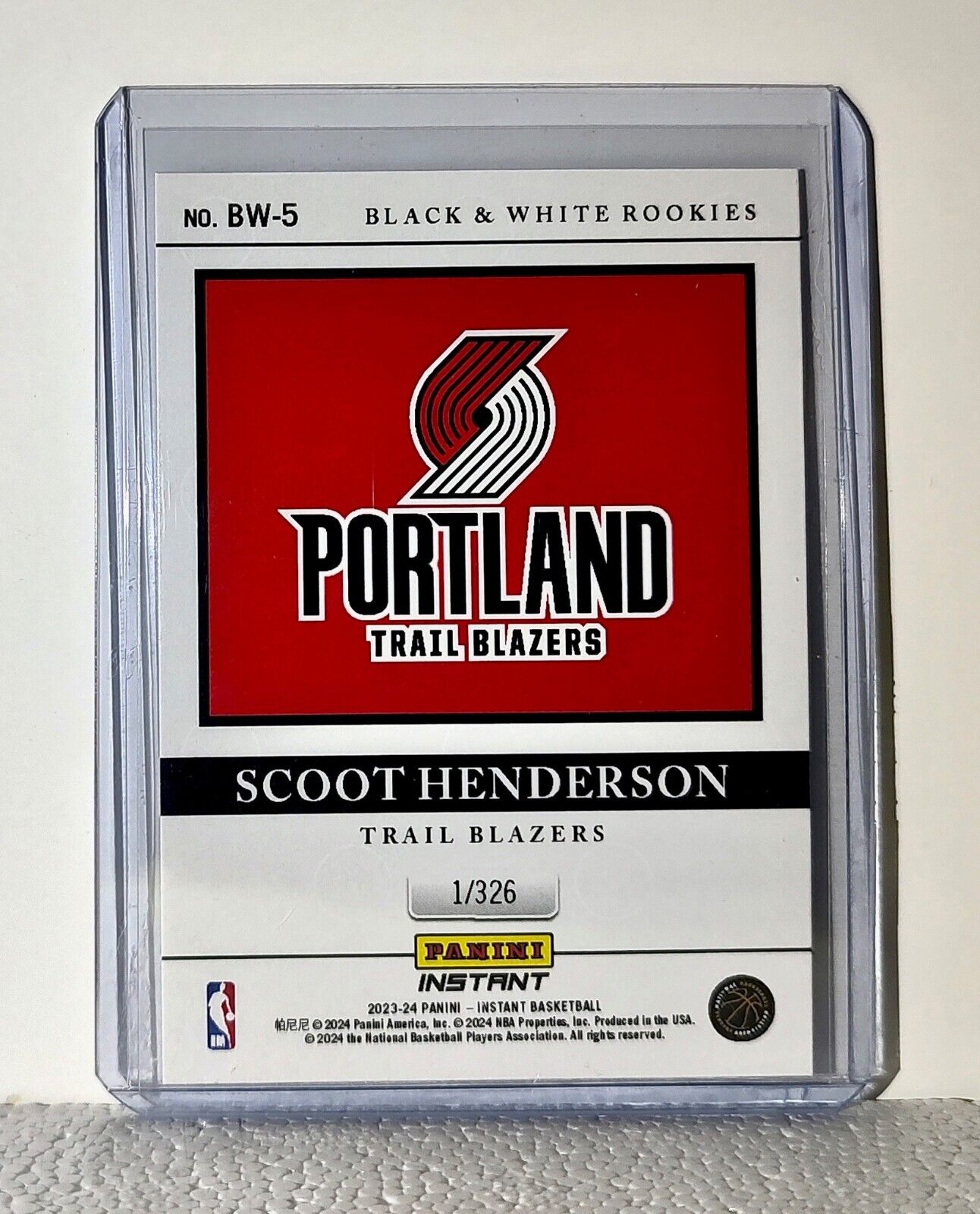 Scoot Henderson 2023-24 Panini NBA #5 Black and White Rookies Card 1/326