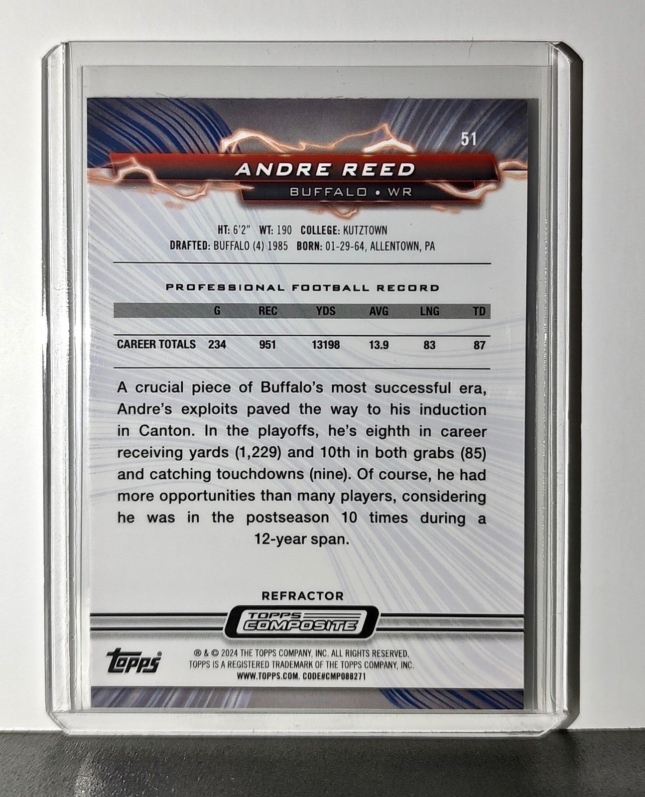 Andre Reed 2023 Topps Resurgence Refractor NFL #51 Football Card Buffalo Bills