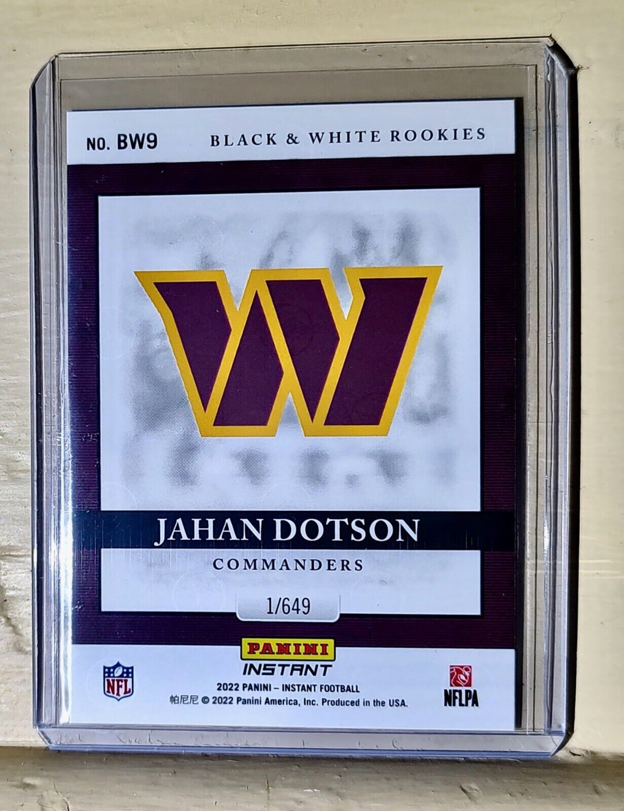 Jahan Dotson 2022 Panini NFL Black & White Rookies #9 Football Card 1 of 649