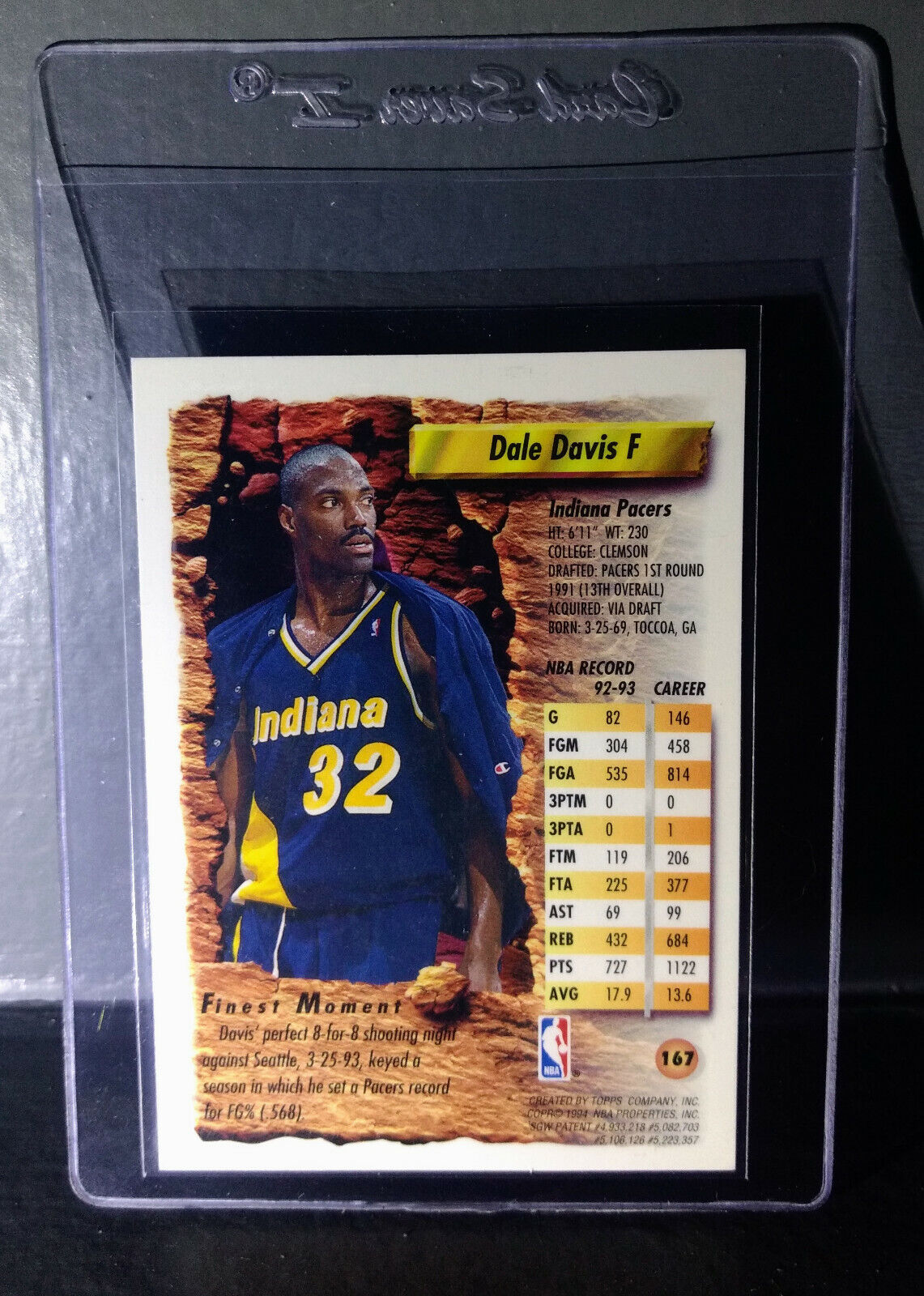 1993-94 Topps Finest Dale Davis #167 Basketball Card