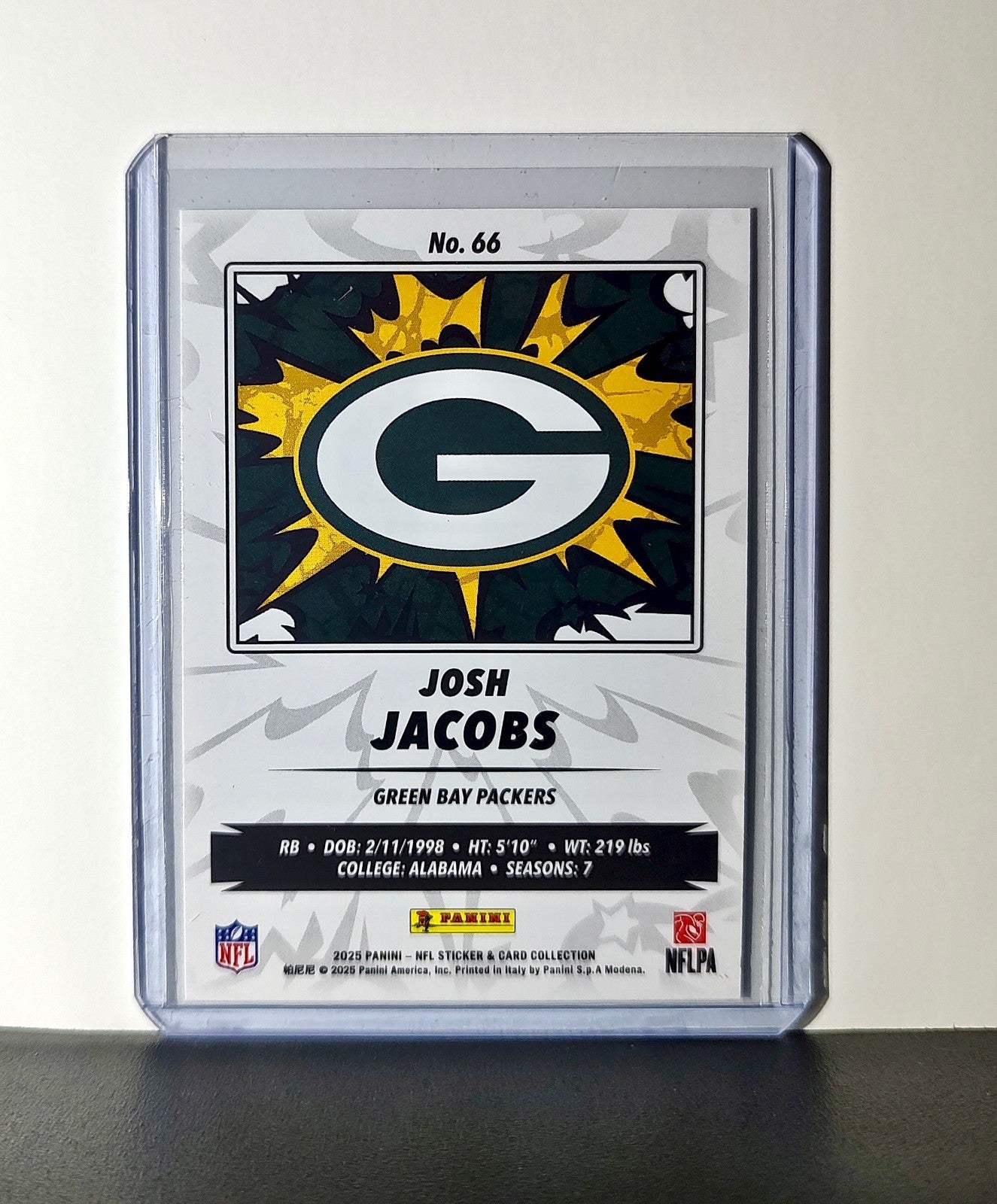 Josh Jacobs 2025 Panini NFL #66 Sticker Card Green Bay Packers
