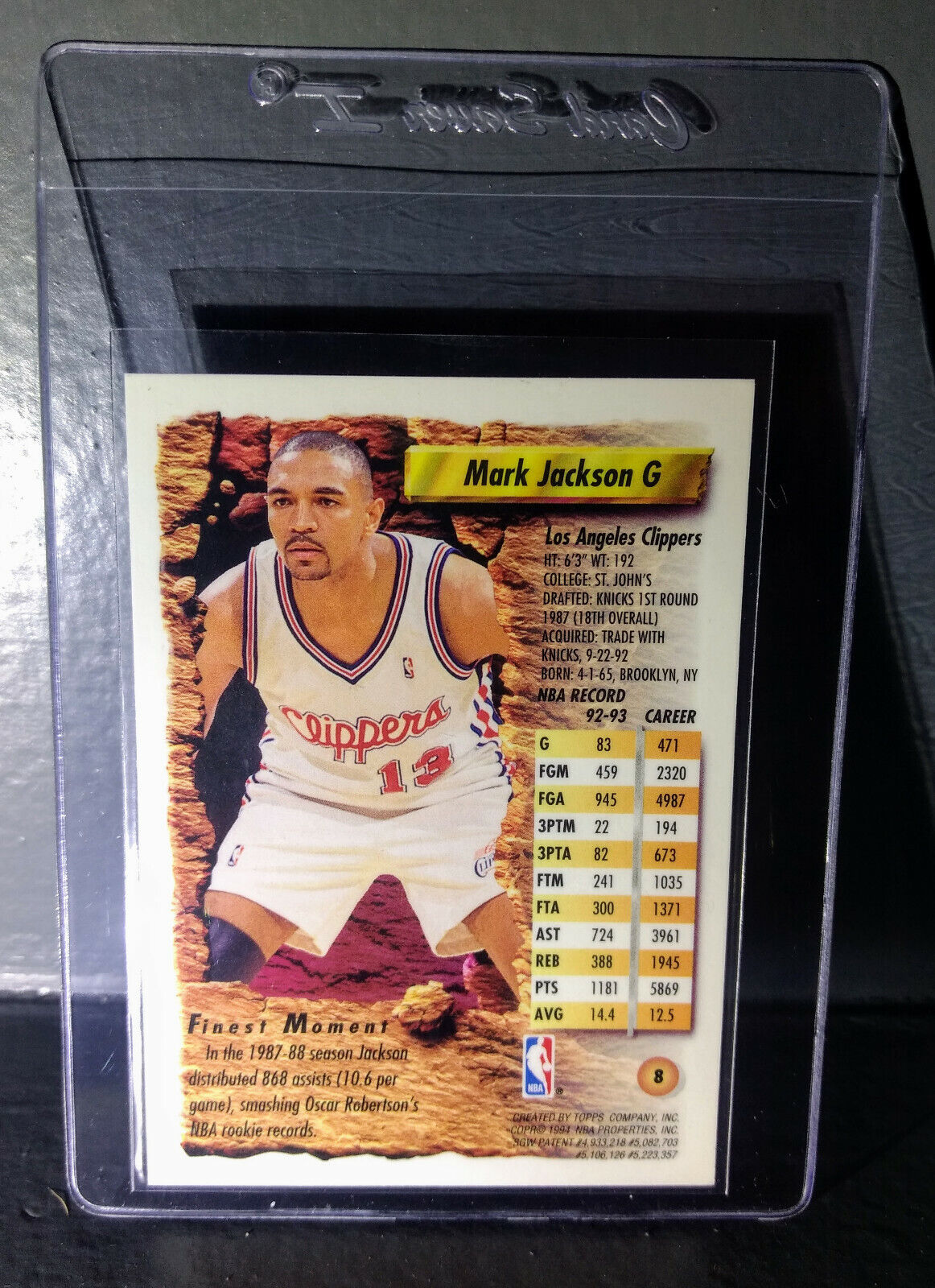 1993-94 Topps Finest Mark Jackson #8 Basketball Card