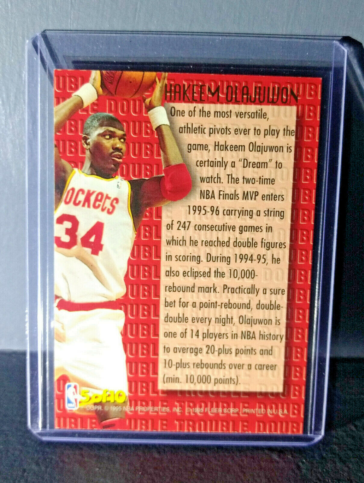 1995-96 Hakeem Olajuwon Fleer Ultra Double Trouble #5 Basketball Card