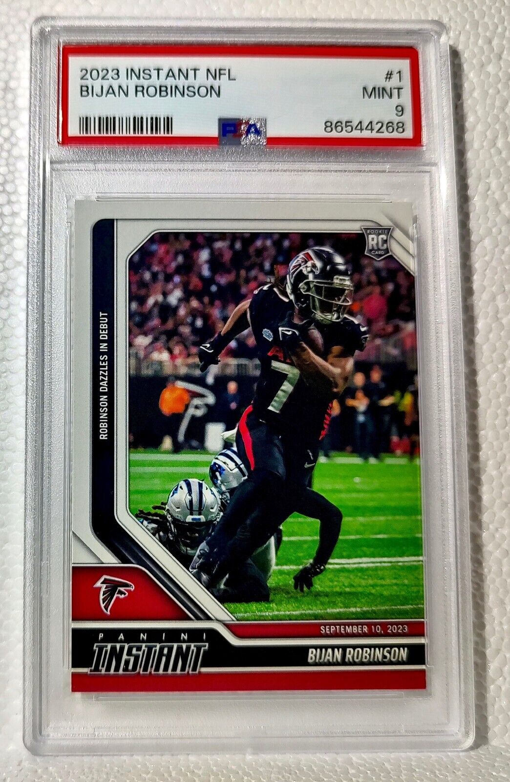 Bijan Robinson 2023 Panini NFL Rookie #1 Card 1 of 566 Falcons PSA 9 Mint