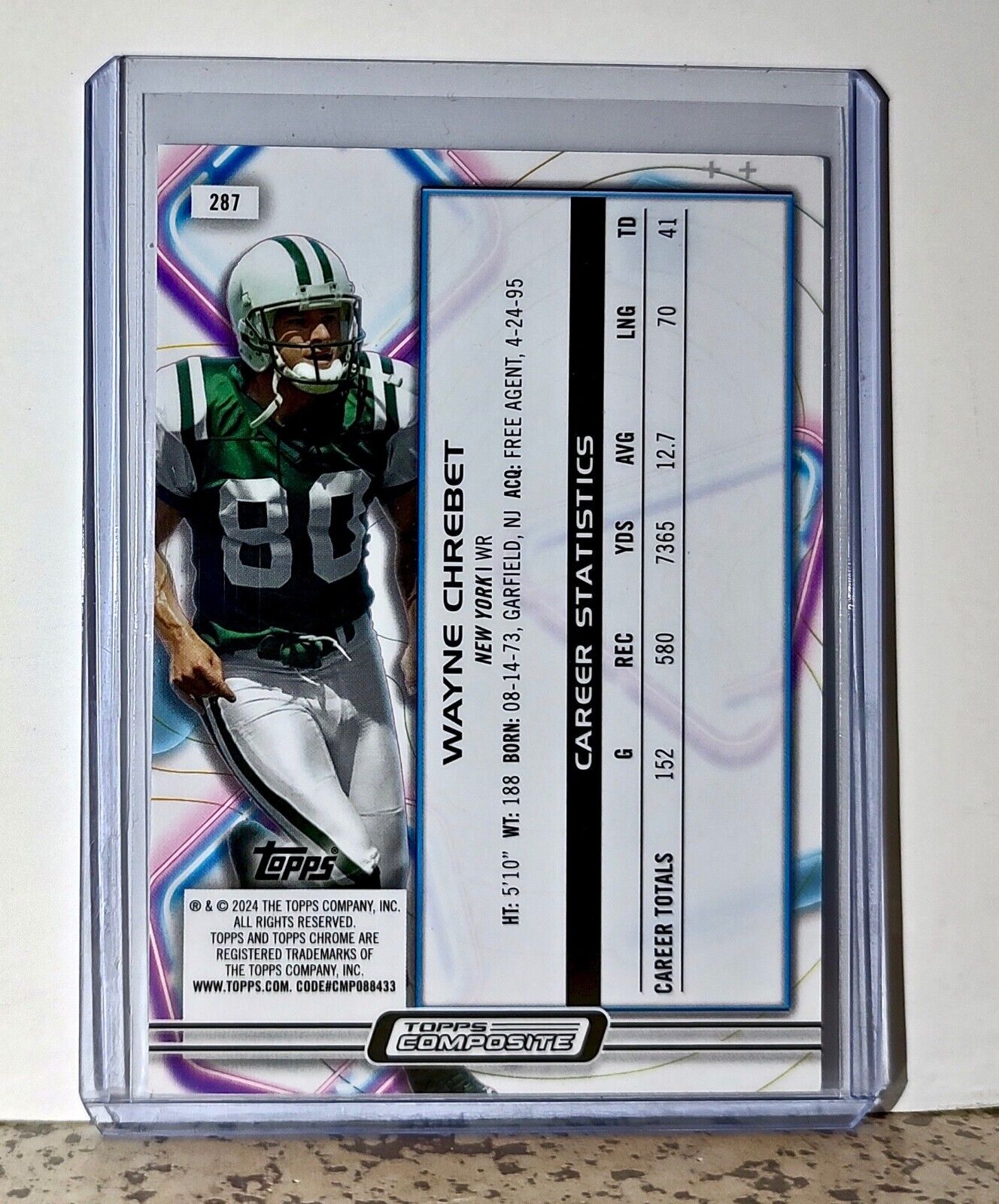 Wayne Chrebet 2023 Topps Chrome Cosmic NFL #287 Football Card New York Jets