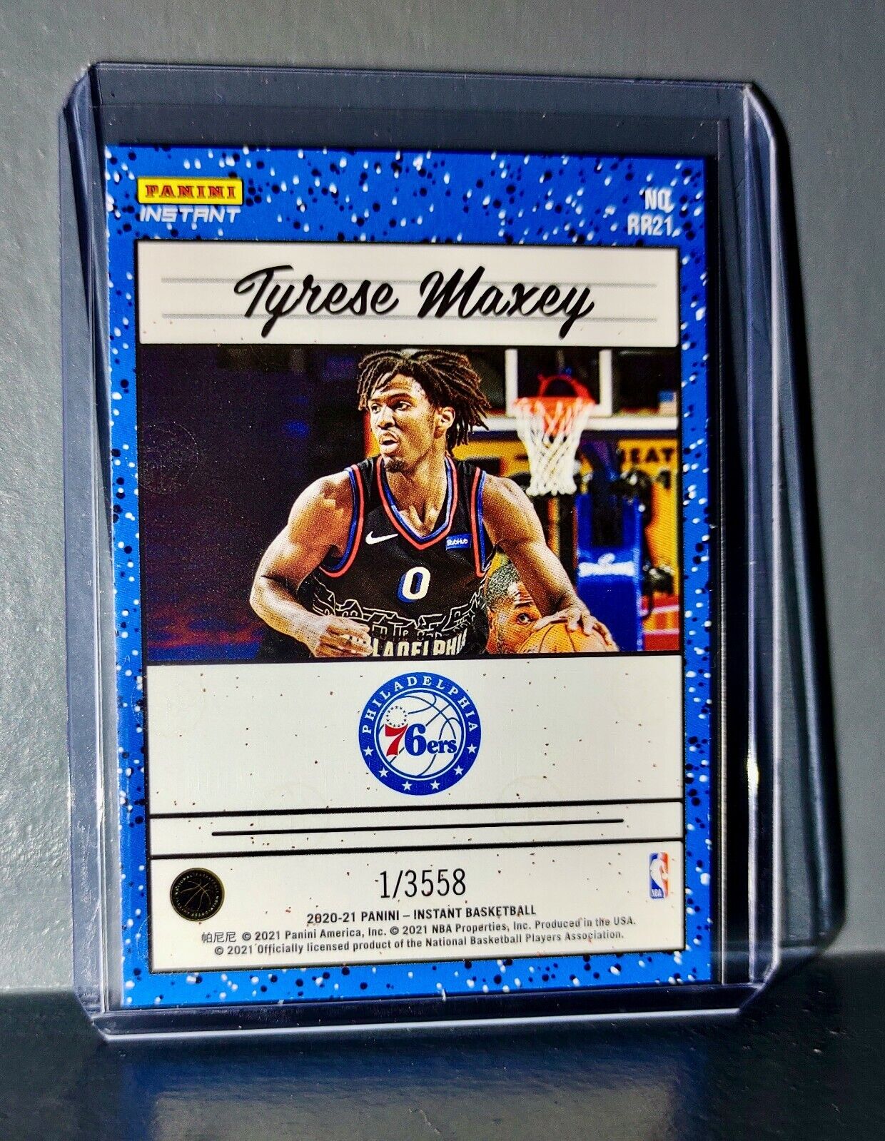 Tyrese Maxey 2020-21 Panini NBA Instant #21 Rated Rookie Retro Card 1/3558