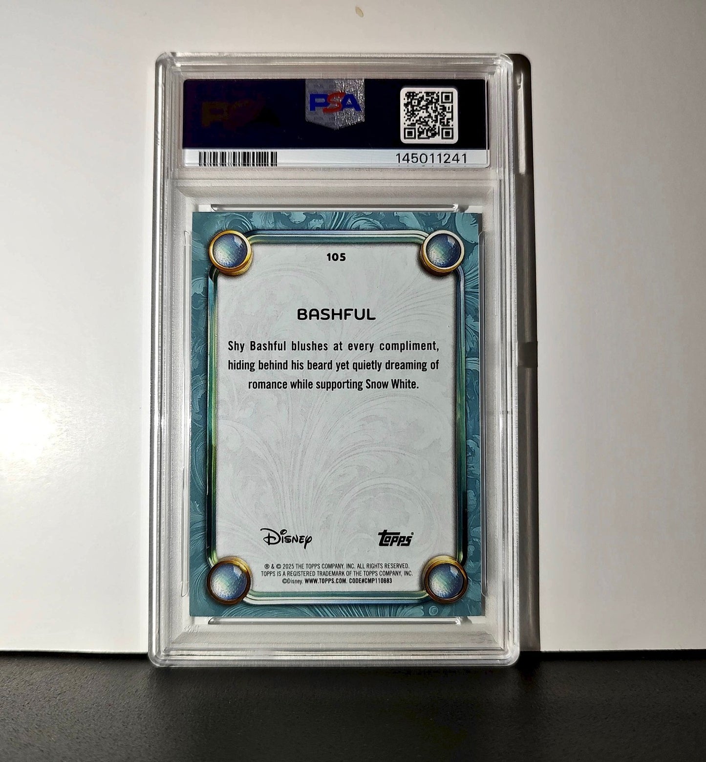 Bashful 2025 Topps Disney #105 Diamond Snow White and the Seven Dwarfs PSA 9