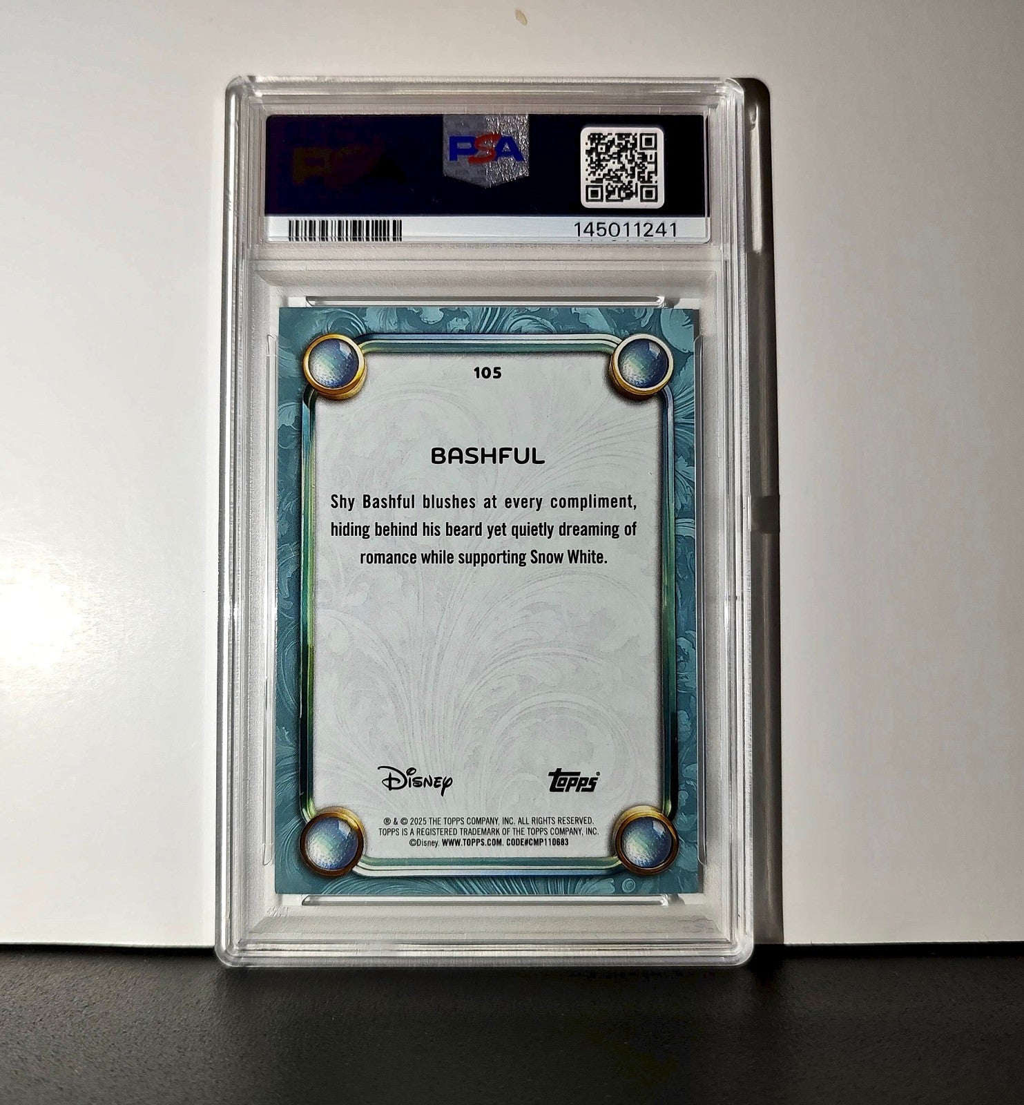 Bashful 2025 Topps Disney #105 Diamond Snow White and the Seven Dwarfs PSA 9