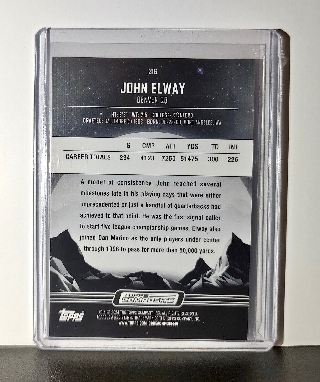 John Elway 2023 Topps Midnight NFL #316 Card Denver Broncos