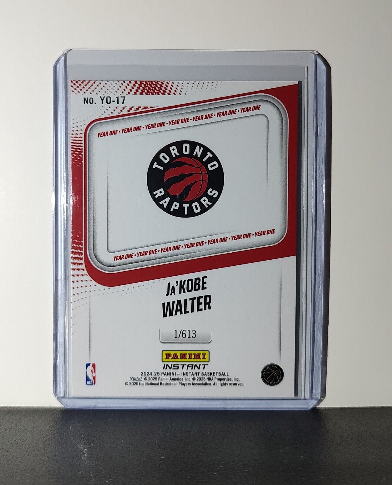 Ja'Kobe Walter Rookie Card 2024-25 Panini Year One #17 Toronto Raptors 1/613