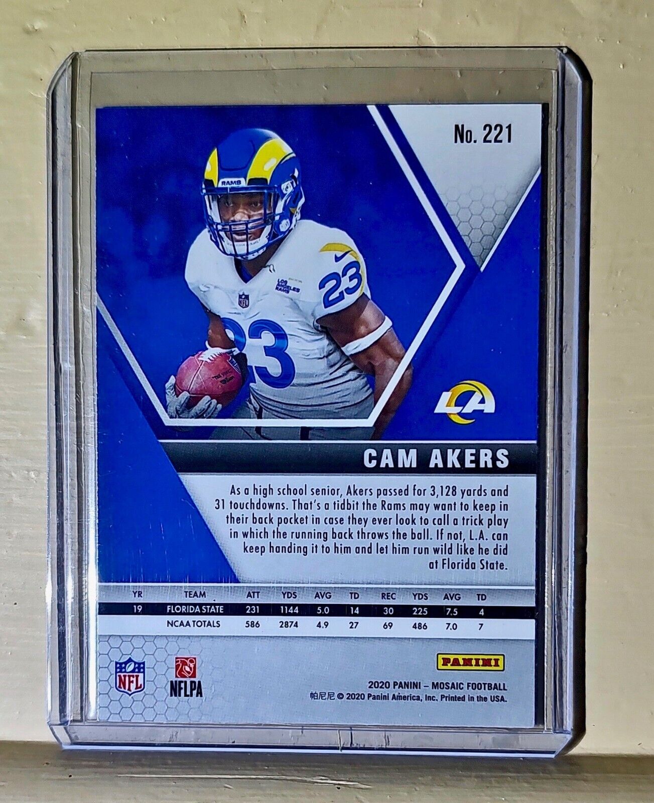 Cam Akers 2020 Panini Mosaic NFL #221 Rookie Football Card Los Angeles Rams