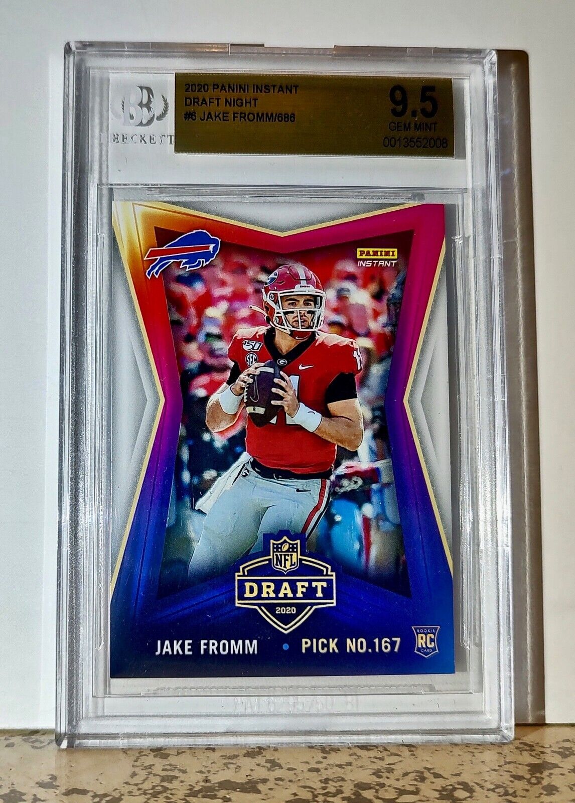 Jake Fromm 2020 Panini NFL #6 Draft Night Rookie Card 1/686 BGS 9.5 Gem Bills