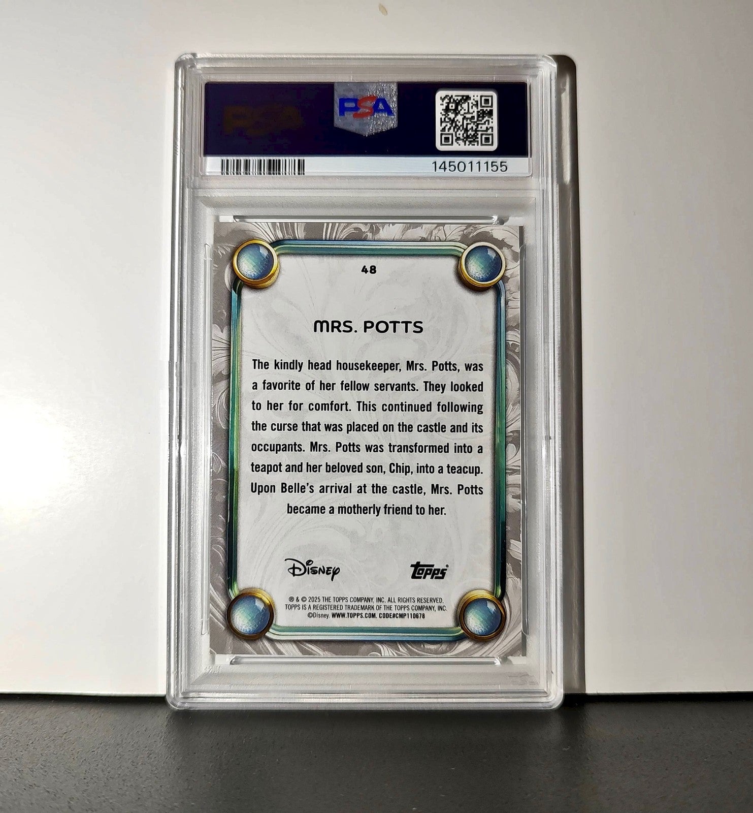 Mrs. Potts 2025 Topps Disney #48 Winter Variant Card Beauty and the Beast PSA 9