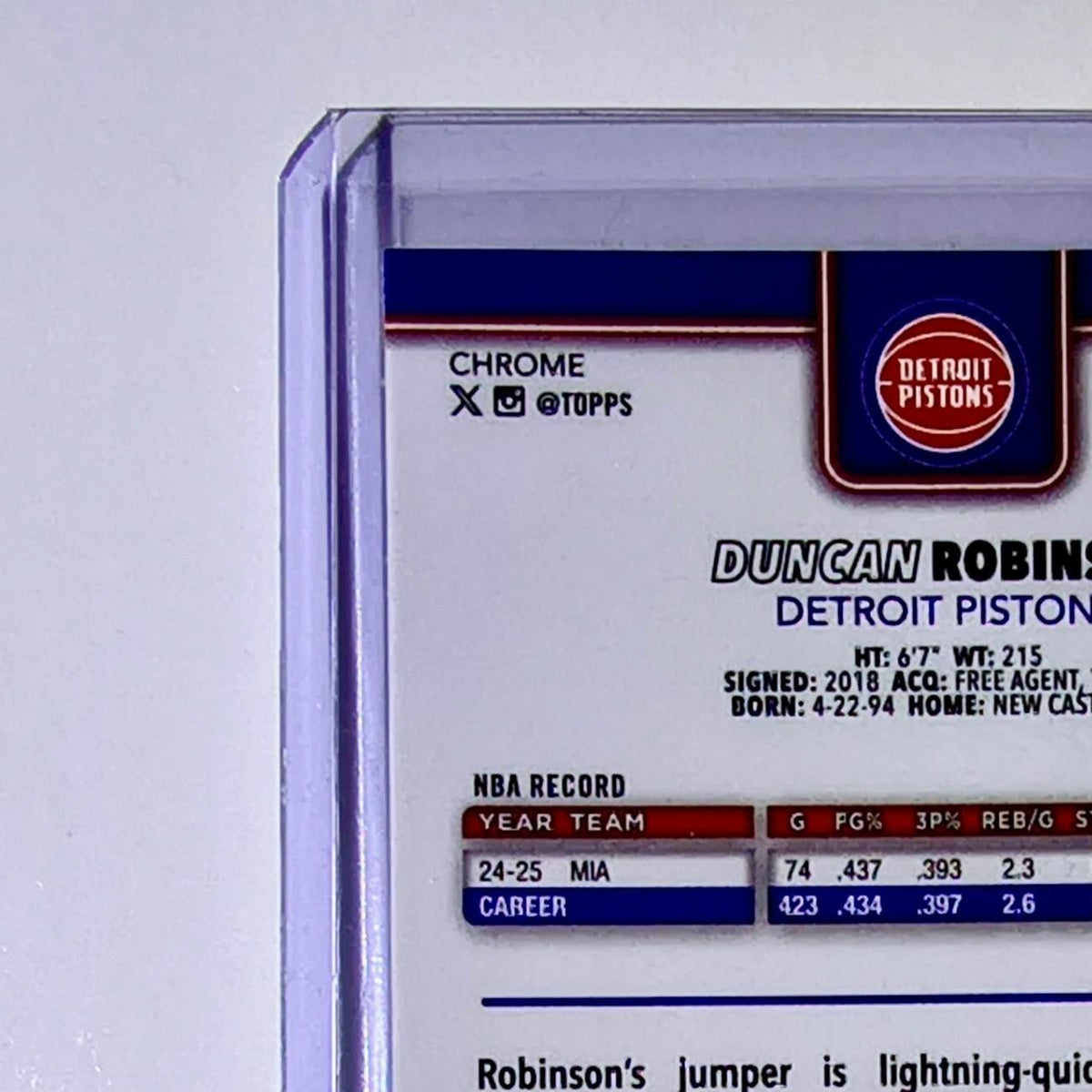 Duncan Robinson 2025-26 NBA Topps Chrome Update Refractor #136 Card Pistons