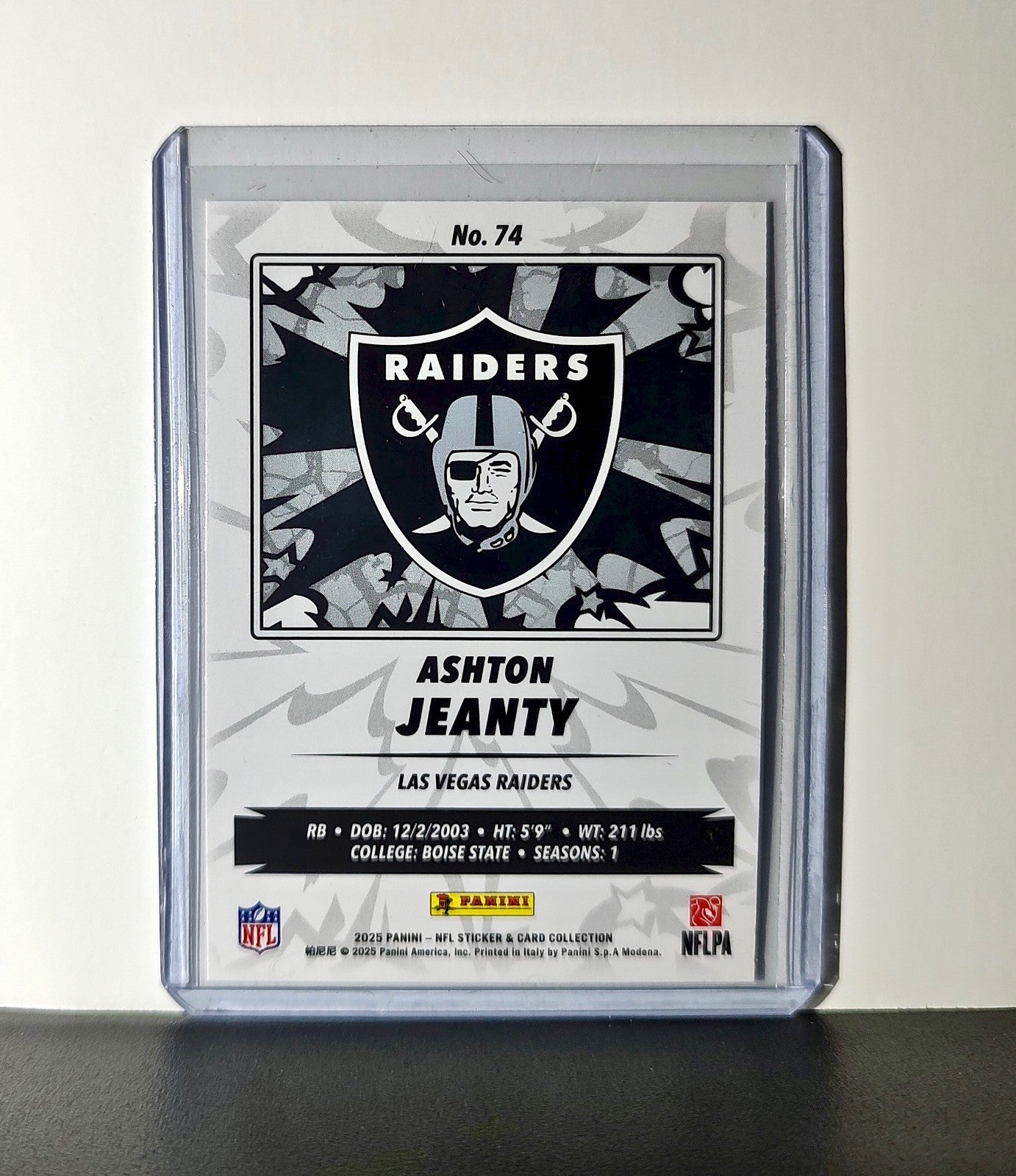 Ashton Jeanty Rookie 2025 Panini NFL #74 Sticker Card Las Vegas Raiders