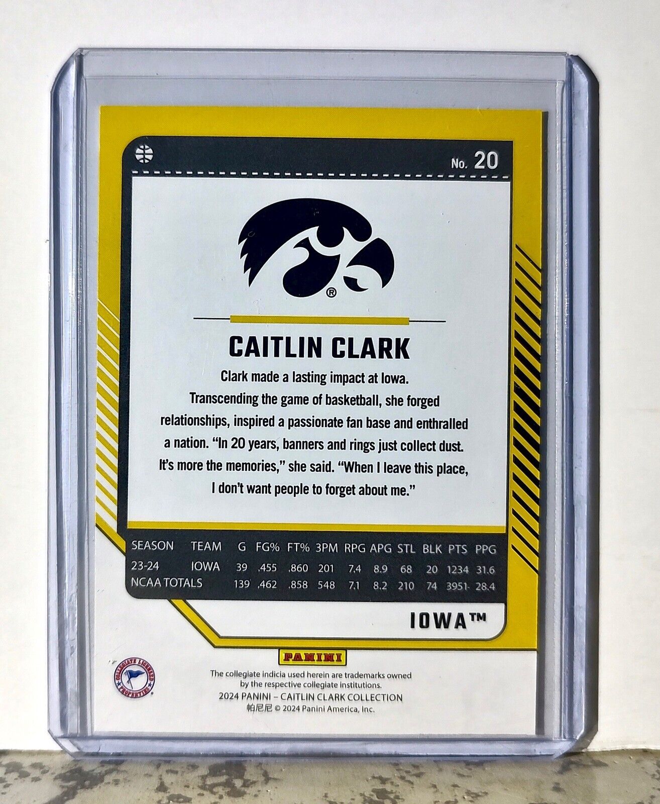 2024 Caitlin Clark Panini Donruss #20 Basketball Card Iowa Hawkeyes