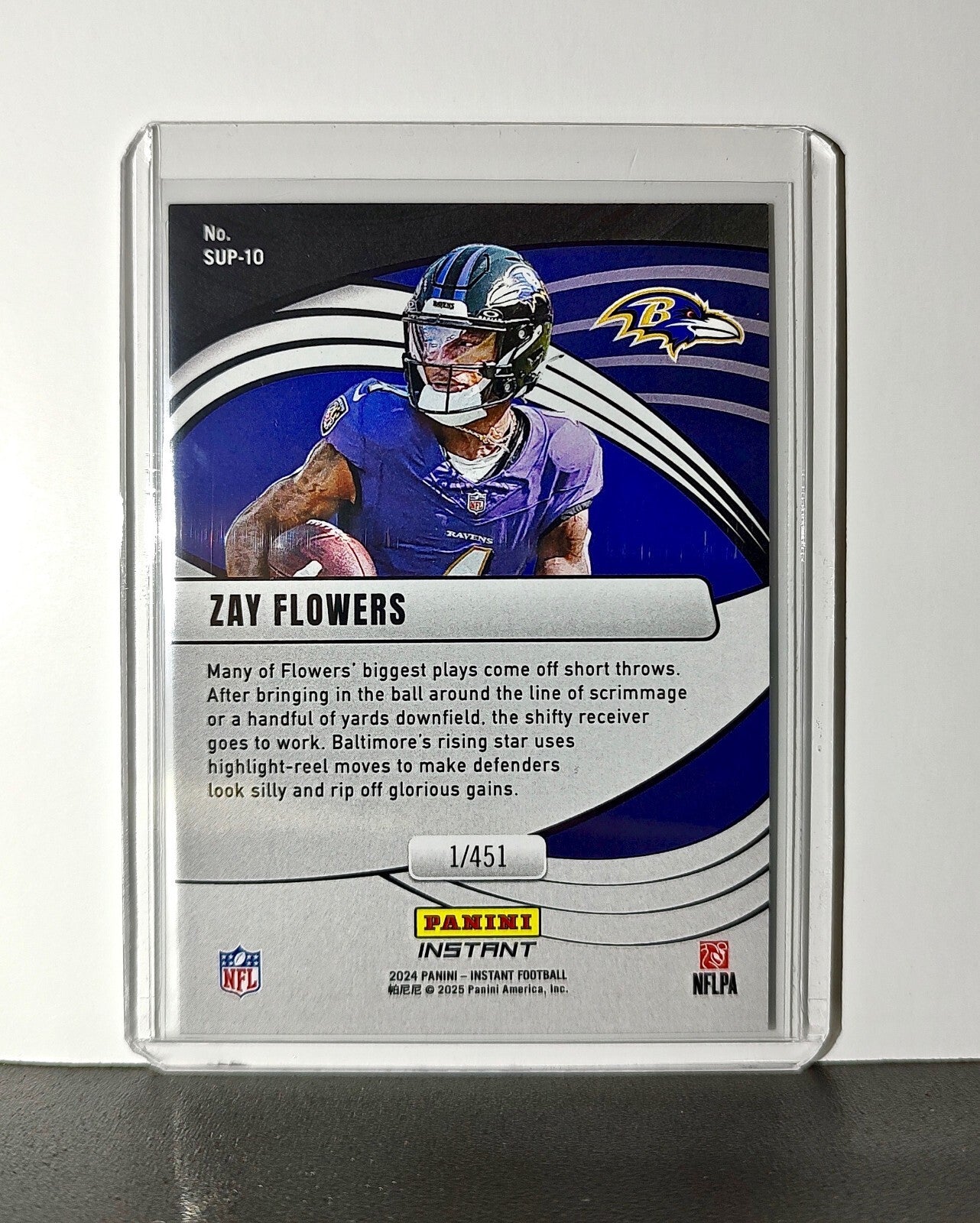 Zay Flowers 2024 Panini Supernova NFL #10 Football Card Baltimore Ravens 1/451